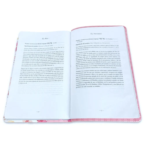 Biblia RVR1960 Imitación piel rosa con flores 10.5 puntos