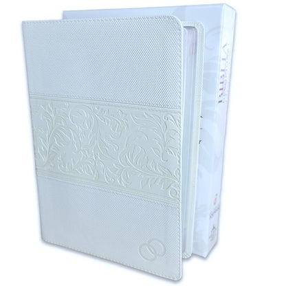 Biblia RV1960 Devocional lenguajes del amor boda blanco Imitación piel 7 puntos