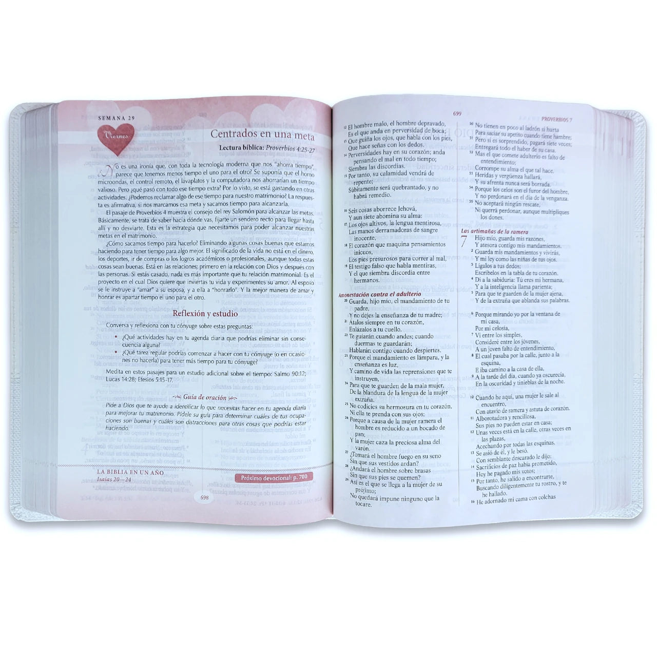 Biblia RV1960 Devocional lenguajes del amor boda blanco Imitación piel 7 puntos