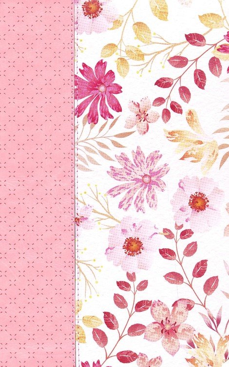 Biblia RVR1960 Imitación piel rosa con flores 10.5 puntos