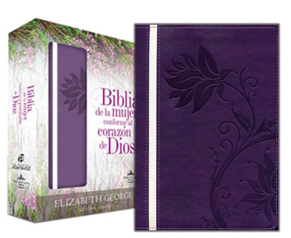 Biblia RV1960 Mujer conforme al corazón de Dios morado Imitación piel 9 puntos