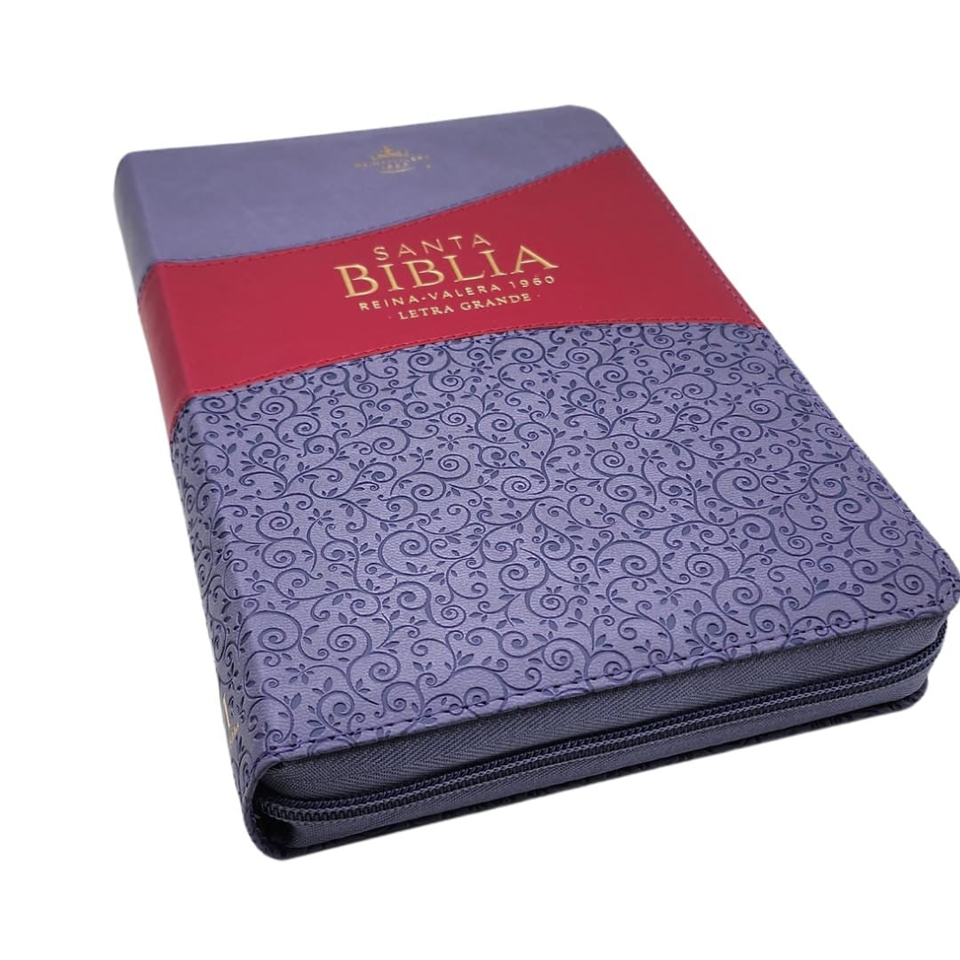 Biblia RVR1960 bitono lila morado Imitación Piel con cierre 12.5 puntos