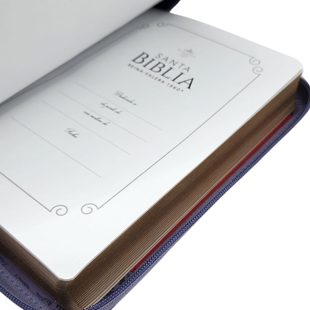 Biblia RVR1960 bitono lila morado Imitación Piel con cierre 12.5 puntos