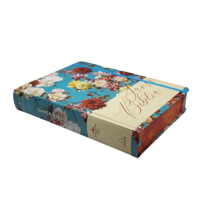 Biblia RV1960 Apuntes azul celeste flores Tapa dura 11 puntos