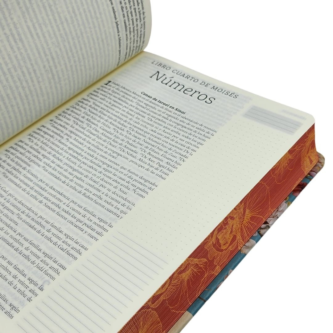 Biblia RV1960 Apuntes azul celeste flores Tapa dura 11 puntos
