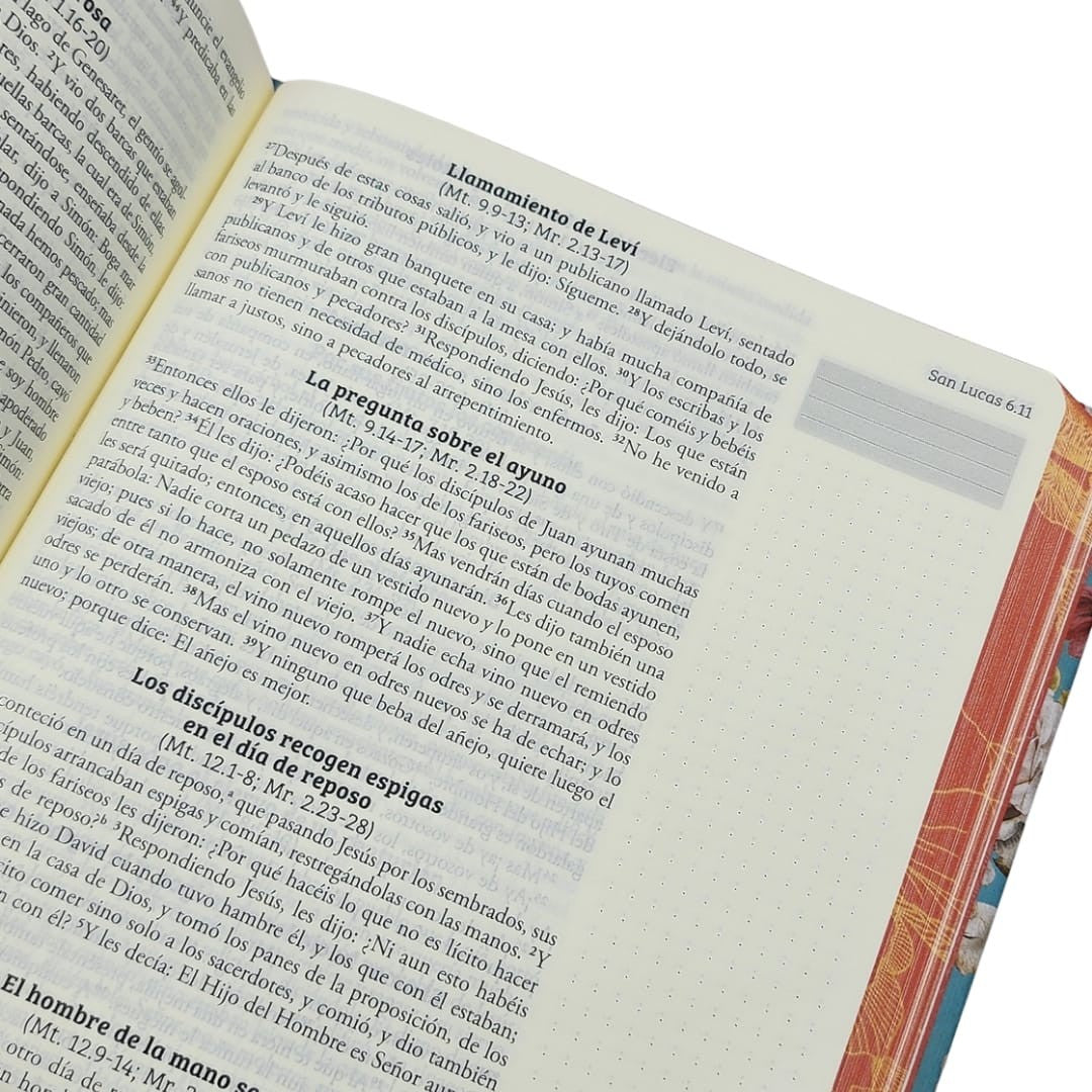Biblia RV1960 Apuntes azul celeste flores Tapa dura 11 puntos