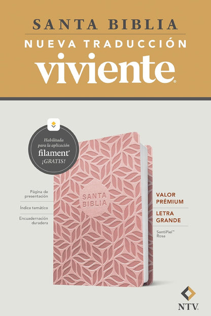 Biblia NTV valor premium rosa Sentí piel Letra 10.25 puntos