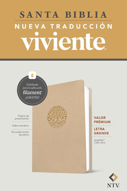 Biblia NTV valor premium café claro Senti piel Letra 10.25 puntos