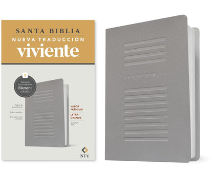 Biblia NTV valor premium gris Senti piel Letra 10.25 puntos