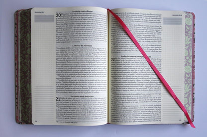 Biblia RV1960 Apuntes rosa flores tapa dura 11 puntos