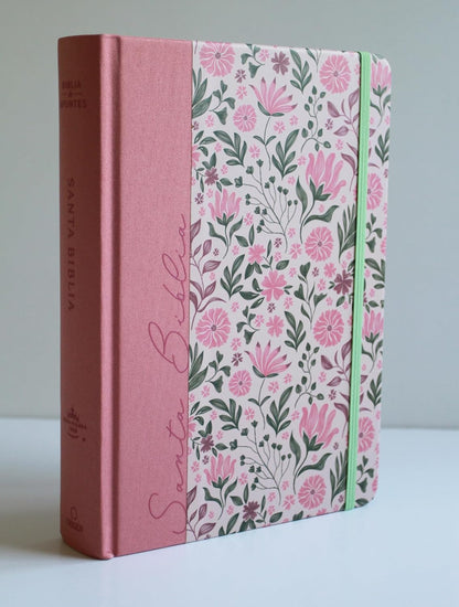 Biblia RV1960 Apuntes rosa flores tapa dura 11 puntos