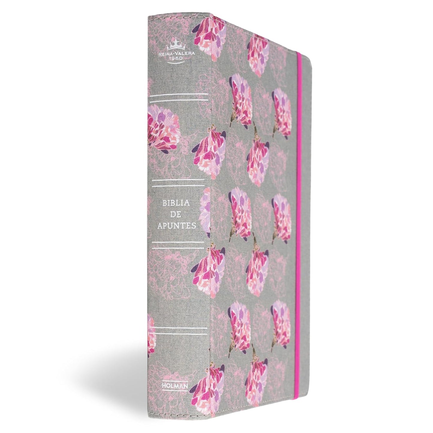 Biblia RV1960 de Apuntes gris/floreado Tapa de tela 8 puntos
