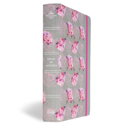 Biblia RV1960 de Apuntes gris/floreado Tapa de tela 8 puntos