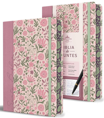 Biblia RV1960 Apuntes rosa flores tapa dura 11 puntos
