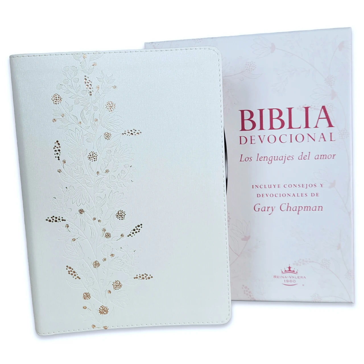 Biblia RVR1960 Devocional lenguajes del amor oro rosa Imitación piel 7 puntos
