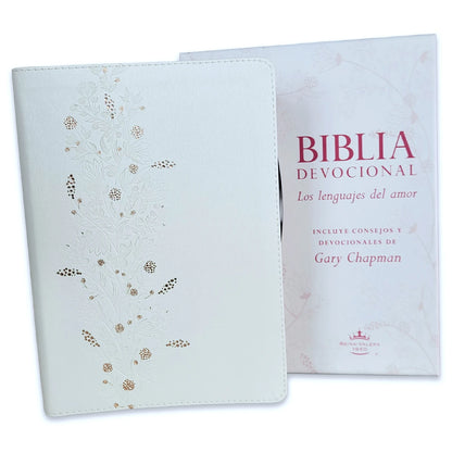 Biblia RVR1960 Devocional lenguajes del amor oro rosa Imitación piel 7 puntos