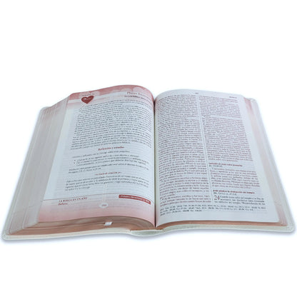 Biblia RVR1960 Devocional lenguajes del amor oro rosa Imitación piel 7 puntos