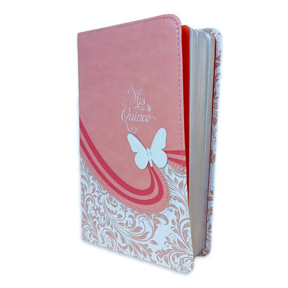 Biblia RV1960 Mis quince rosa blanco Simil Piel 9 puntos