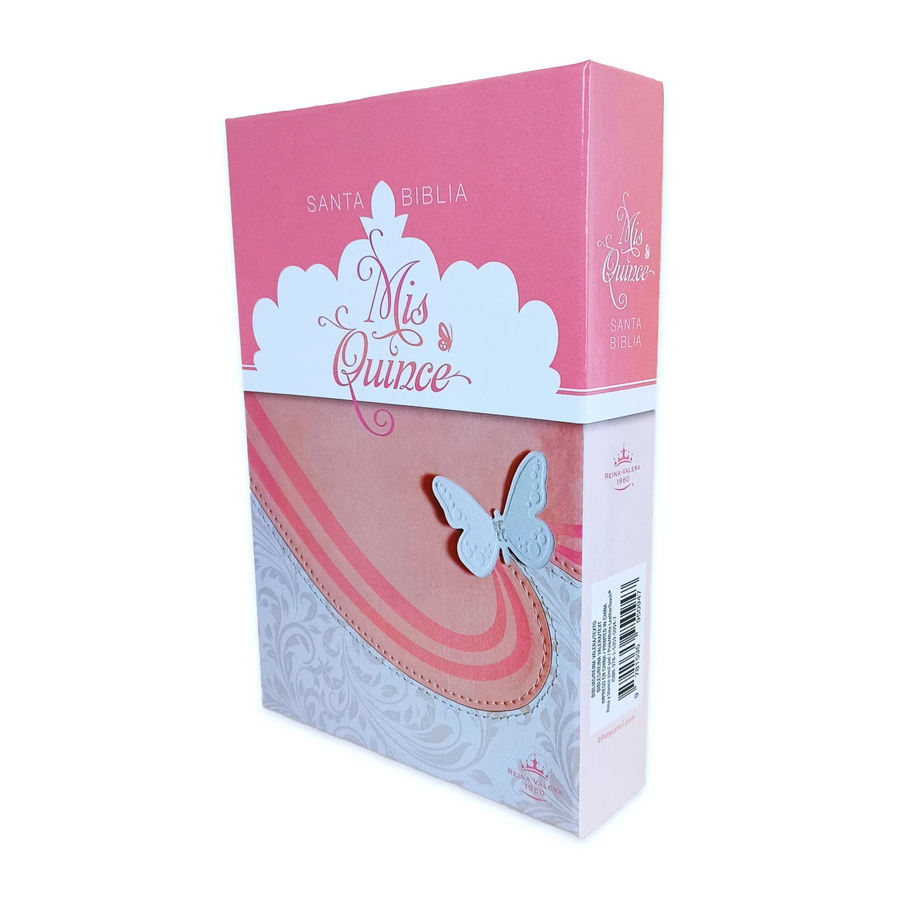 Biblia RV1960 Mis quince rosa blanco Simil Piel 9 puntos
