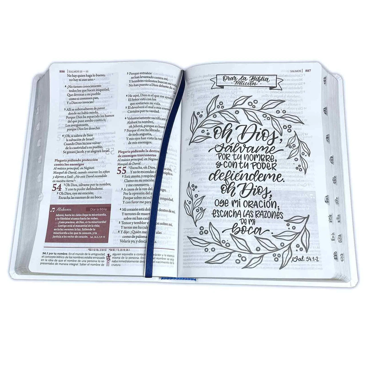 Biblia RVR60 Ser mujer imitación piel blanco floral con índice 12 puntos