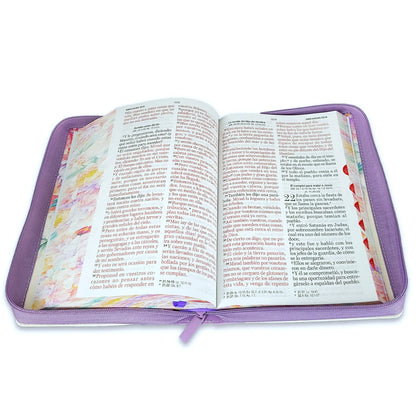 Biblia RVR1960 lila Imitación piel con índice & cierre 14 puntos