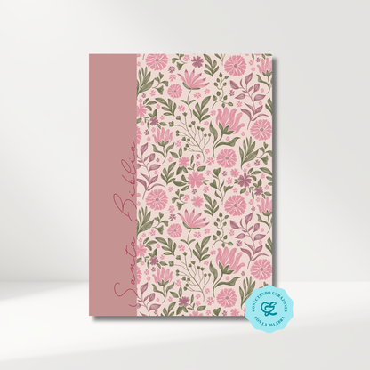 Biblia RV1960 Apuntes rosa flores tapa dura 11 puntos