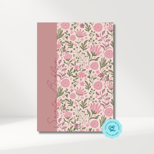 Biblia RV1960 Apuntes rosa flores tapa dura 11 puntos