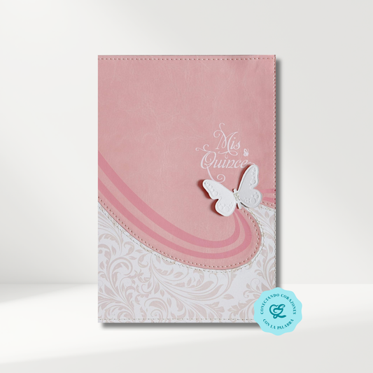 Biblia RV1960 Mis quince rosa blanco Simil Piel 9 puntos