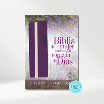 Biblia RV1960 Mujer conforme al corazón de Dios morado Imitación piel 9 puntos