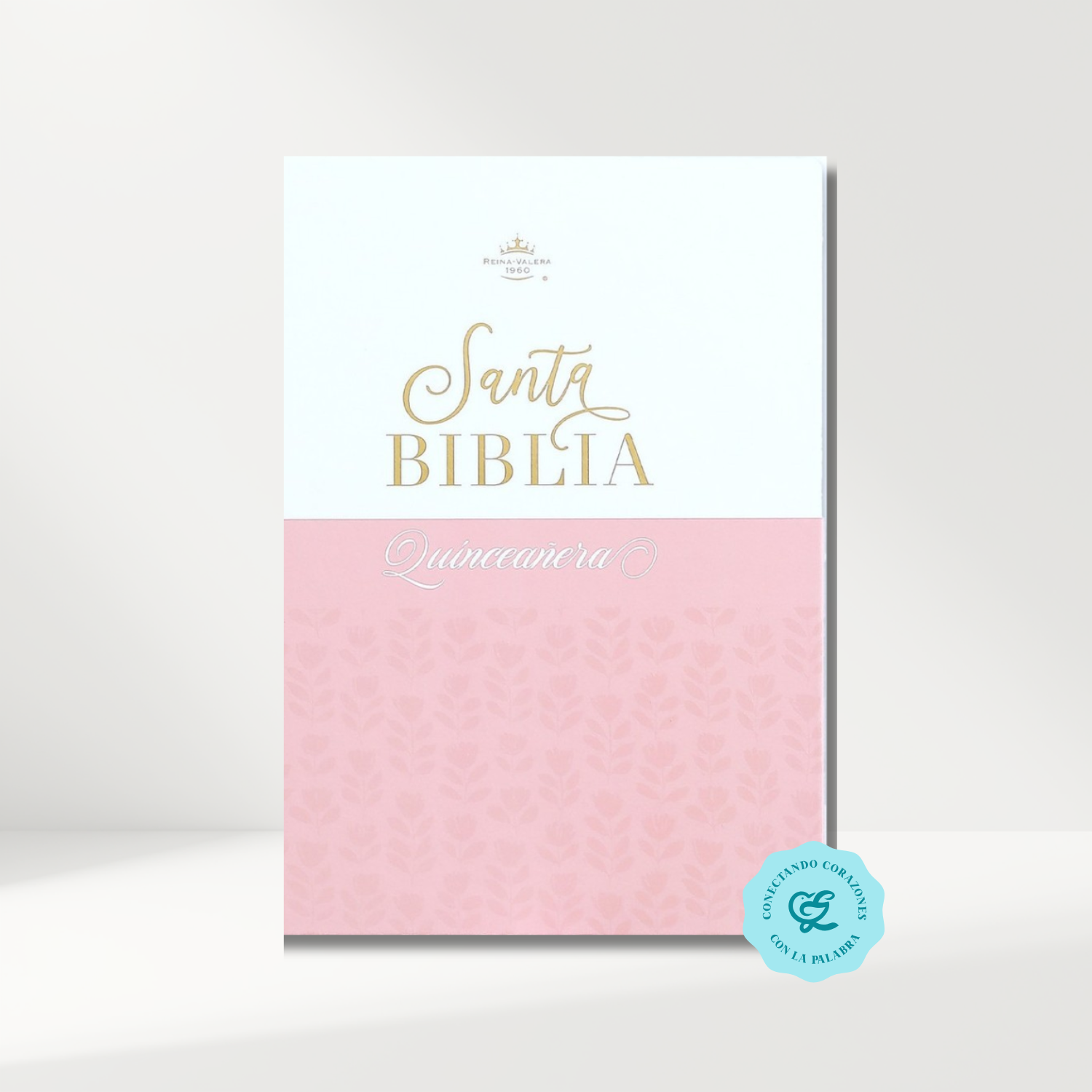 Biblia RV1960 Quinceañera rosa/blanco Imitación piel con Índice & Zíper 10 puntos