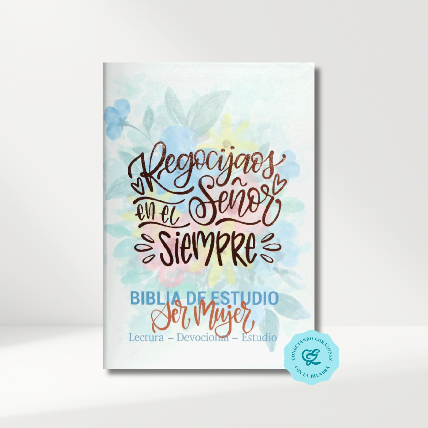 Biblia RVR60 Ser mujer imitación piel blanco floral con índice 12 puntos