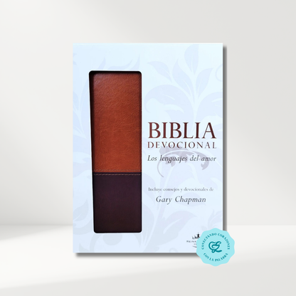 Biblia RV1960 Devocional lenguajes del amor duotono marrón Imitación piel 7 puntos
