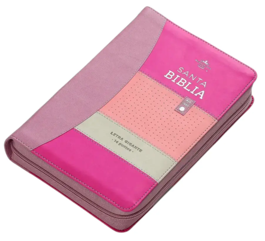 Biblia RV1960 imitación piel lila rosa morado 14 puntos