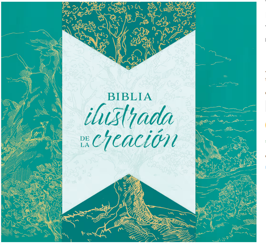 Biblia RVR1960 ilustrada de la creación, turquesa, tela 10 puntos
