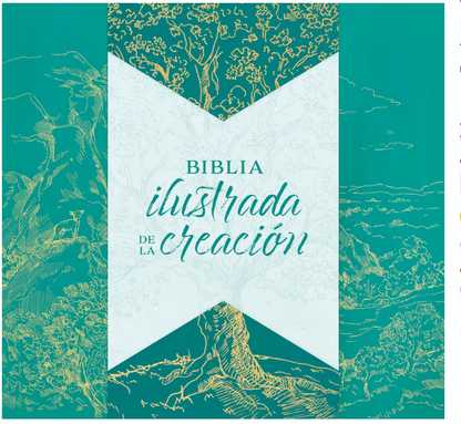Biblia RVR1960 ilustrada de la creación, turquesa, tela 10 puntos