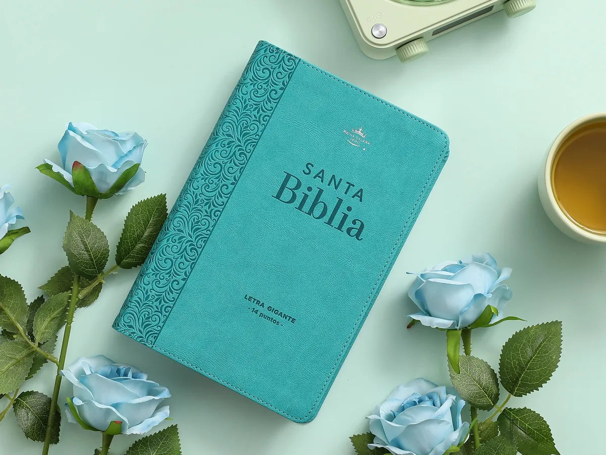 BIBLIA RV1960 Imitación piel Turquesa 14 puntos