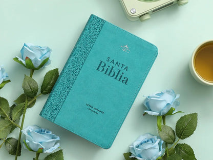 BIBLIA RV1960 Imitación piel Turquesa 14 puntos