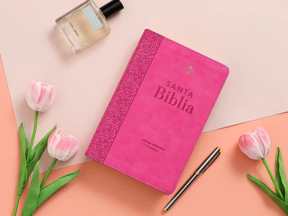 Biblia RV1960 Imitación piel Fucsia 14 puntos
