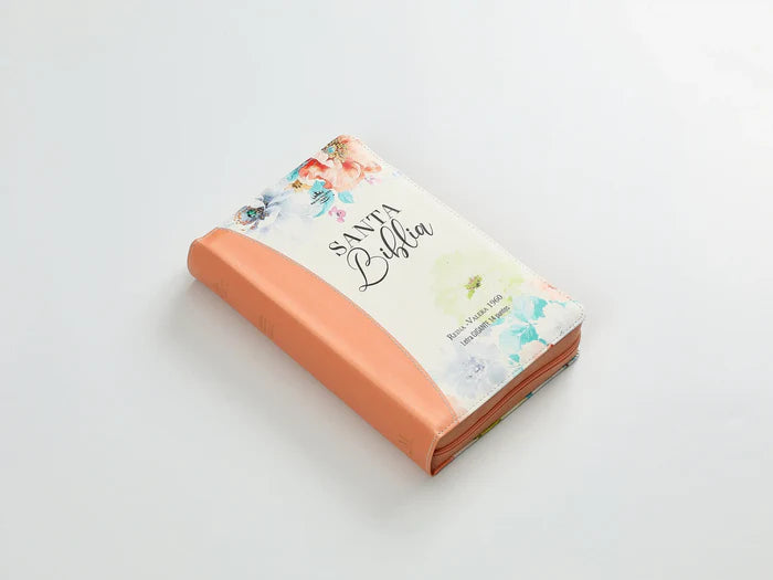Biblia RV1960 Jardín Coral imitación piel con cierre 14 puntos